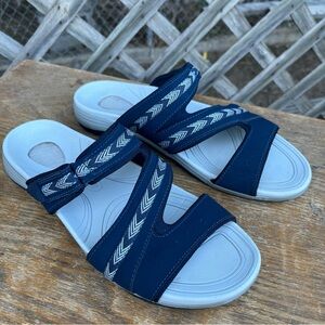 Dr. Scholl's Blue and White Sandals Two-Strap Design size 9.5